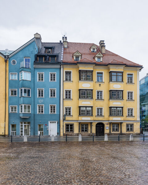 colorful facades in the old town of innsbruck, austria