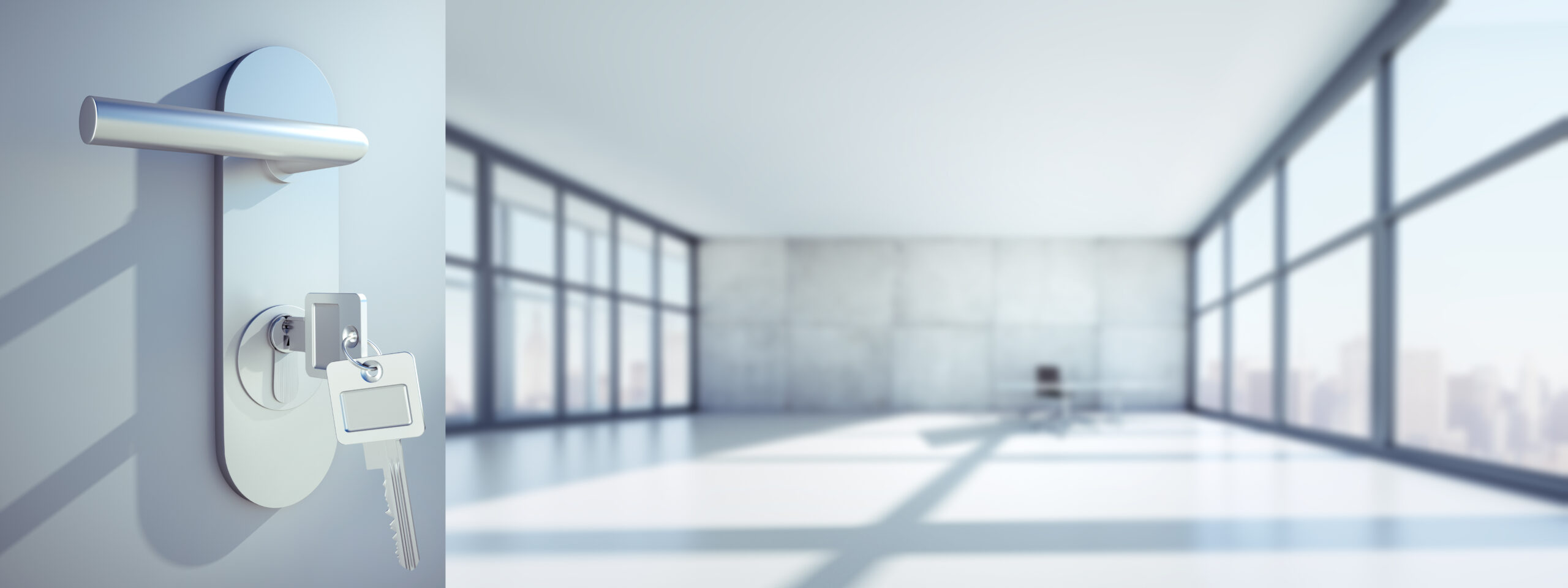 offene tür mit großer büroetage